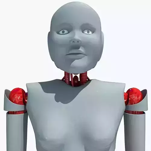 Rigged Robotic Red Waist Female  3D model
