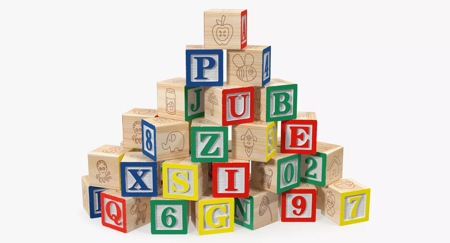 Baby Alphabet Wooden Blocks 3D model