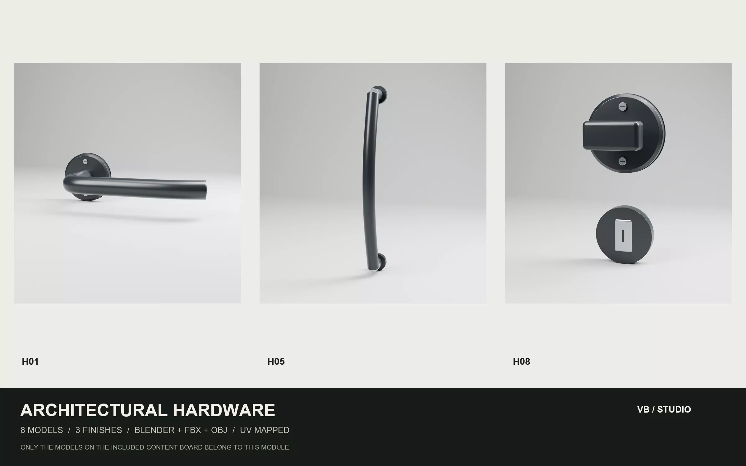 Architectural Handles and Hardware 8 Models 3 Finishes 3D model