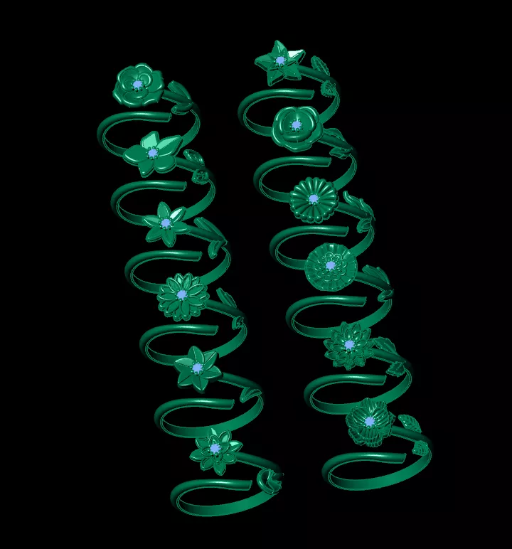 12 Zodiac Sign Rings Floral Zodiac Jewelry Collection 3D Model 3D print model