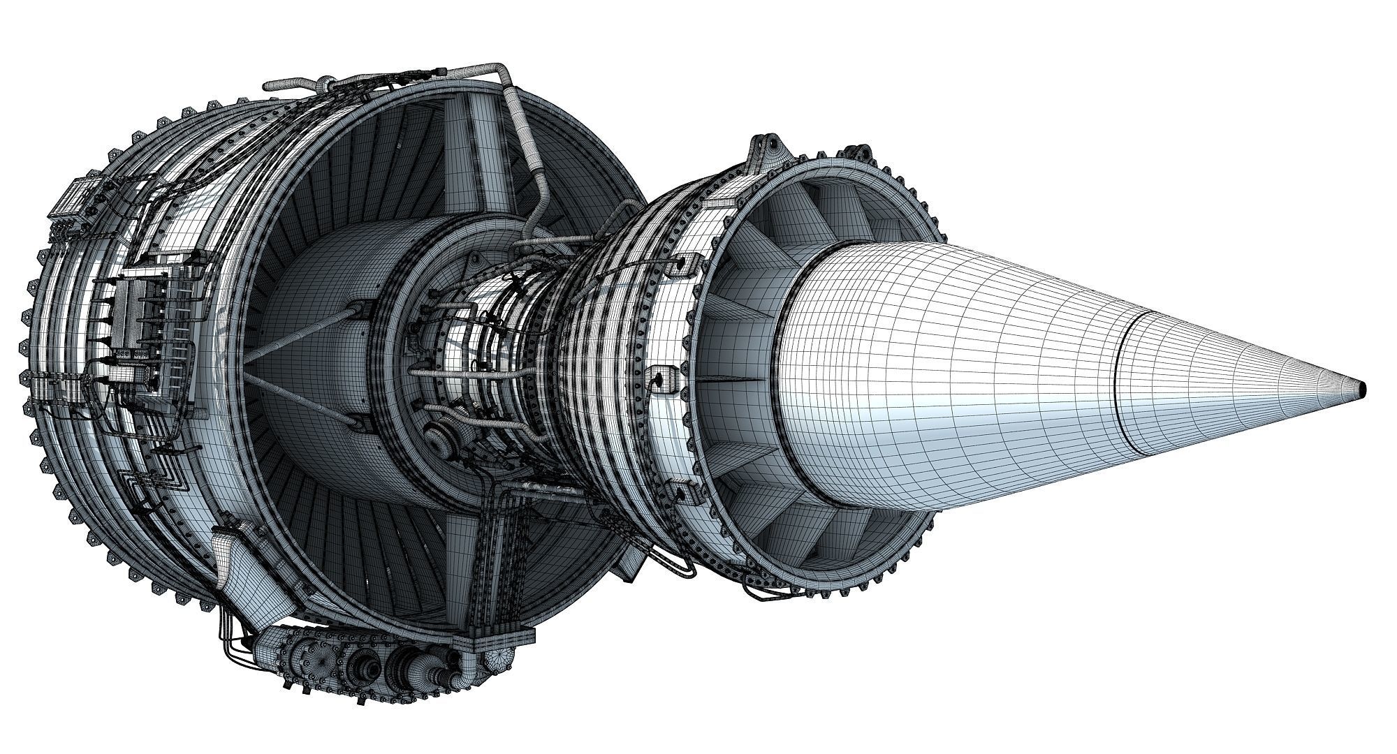 Fanjet Turbofan Engine 3D Model 3D model_18