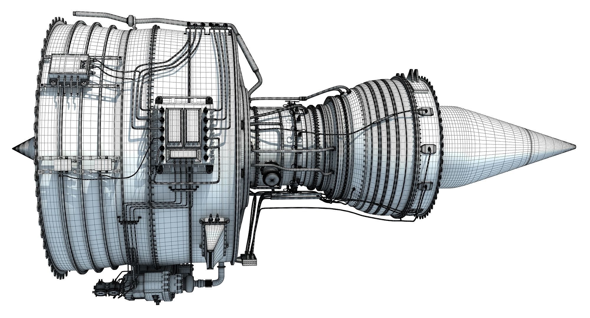 Fanjet Turbofan Engine 3D Model 3D model_15