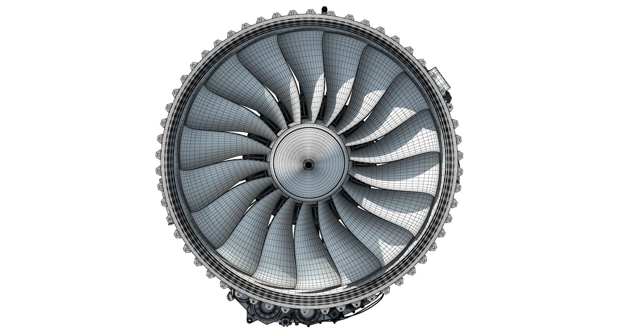 Fanjet Turbofan Engine 3D Model 3D model_17
