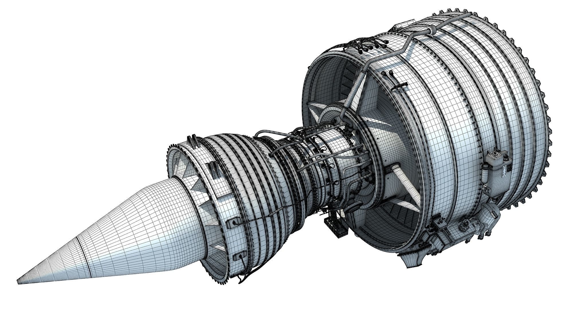 Fanjet Turbofan Engine 3D Model 3D model_19