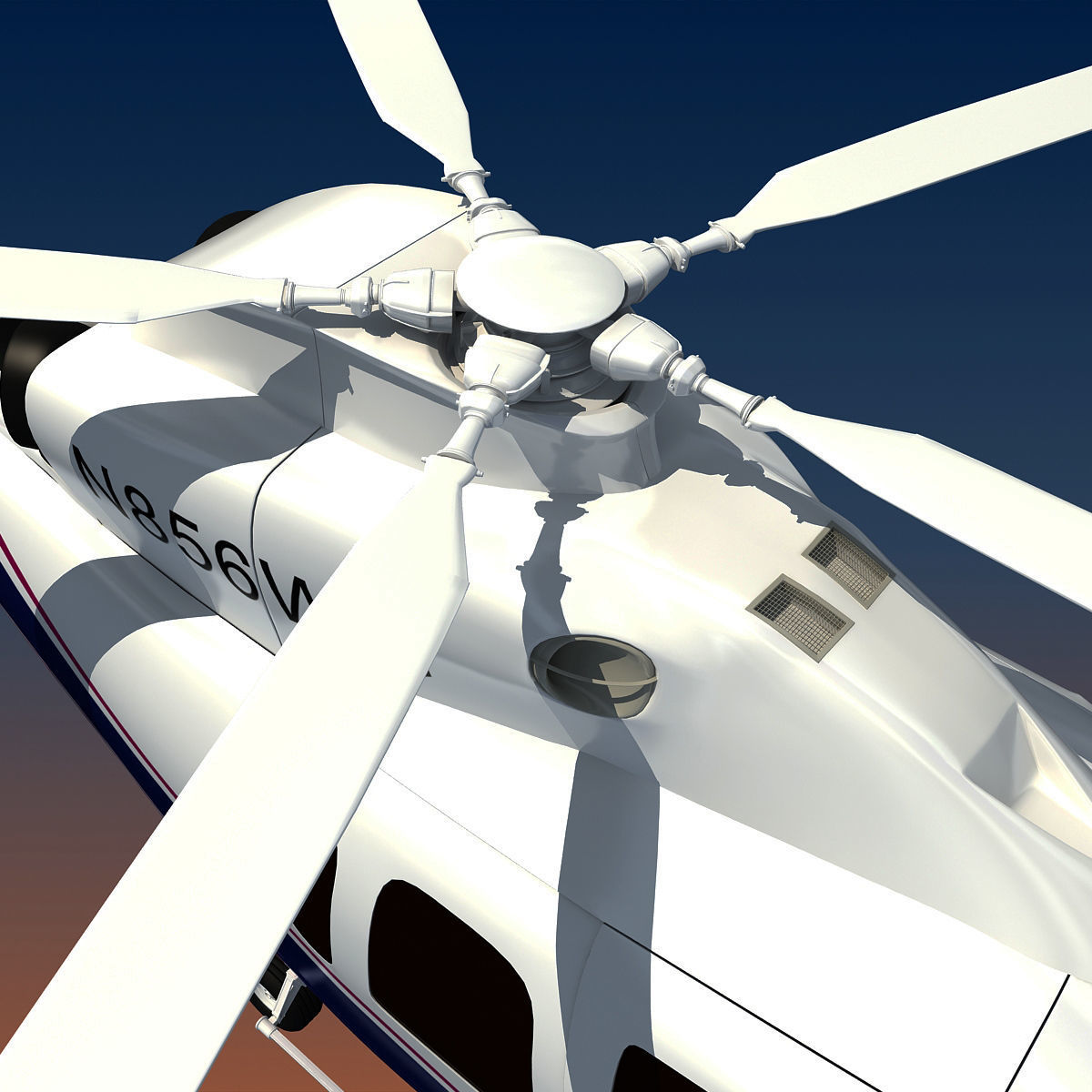 White Eurocopter EC155 3D Helicopter 3D model_11