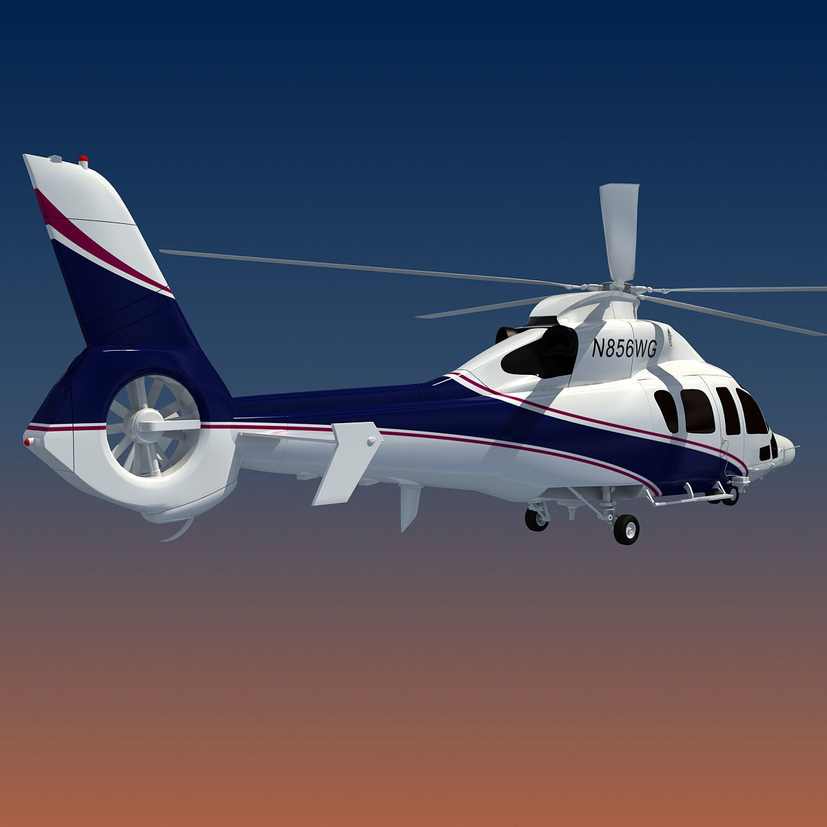 White Eurocopter EC155 3D Helicopter 3D model_2