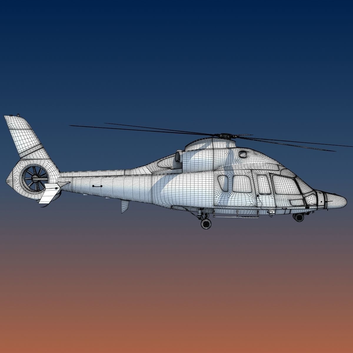 White Eurocopter EC155 3D Helicopter 3D model_19