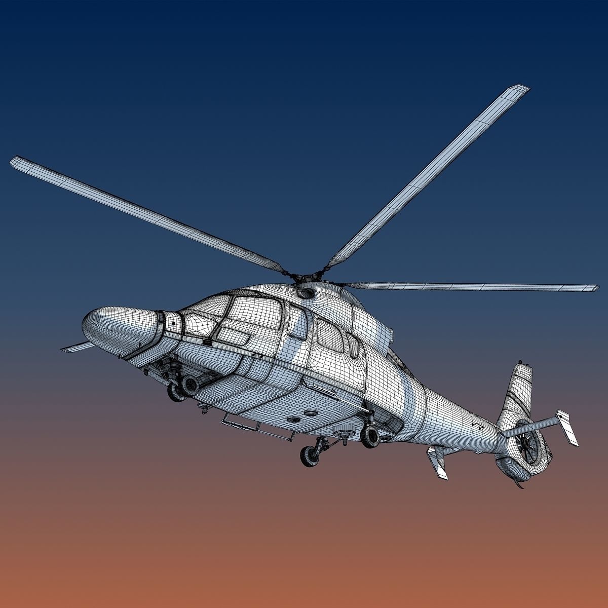 White Eurocopter EC155 3D Helicopter 3D model_15