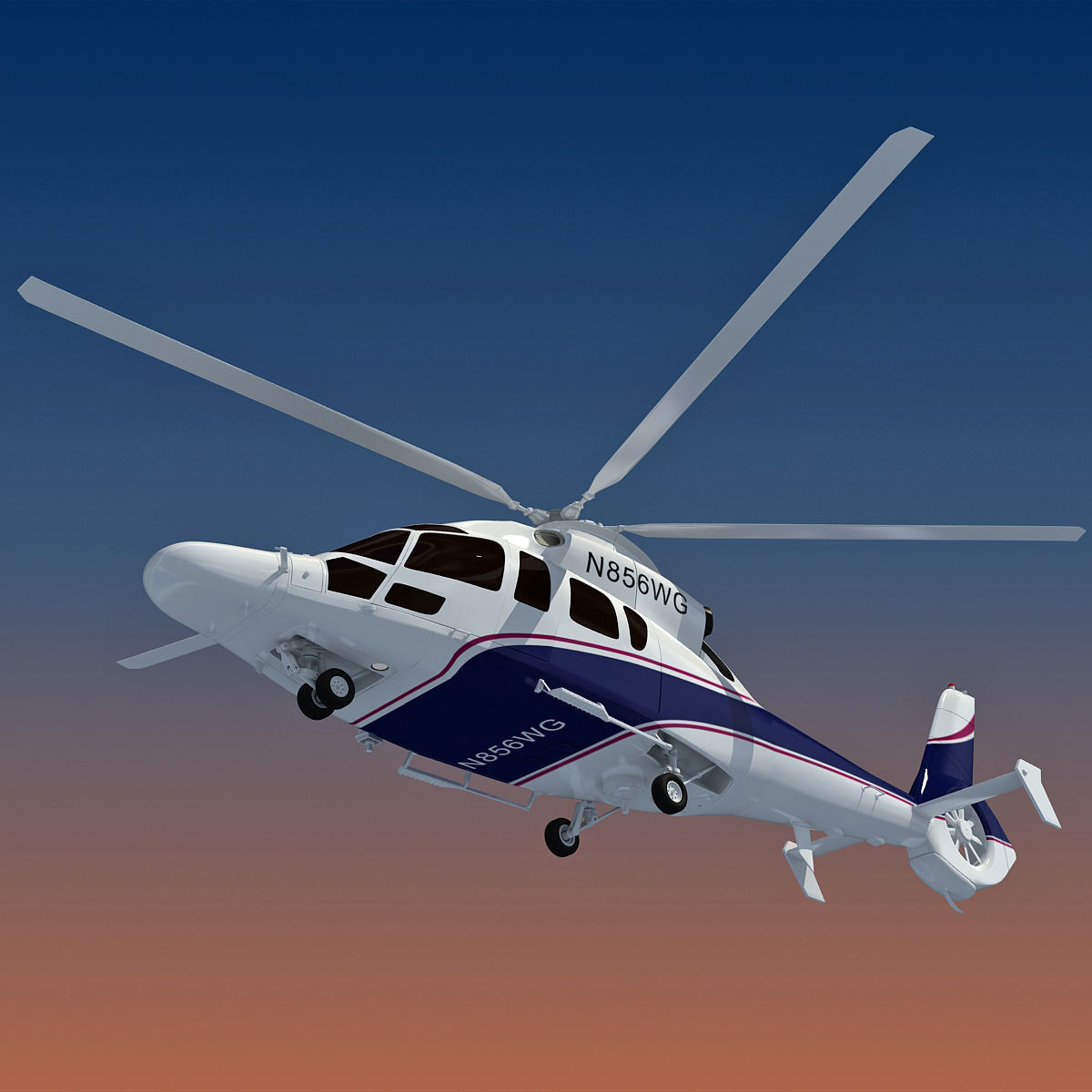 White Eurocopter EC155 3D Helicopter 3D model_7