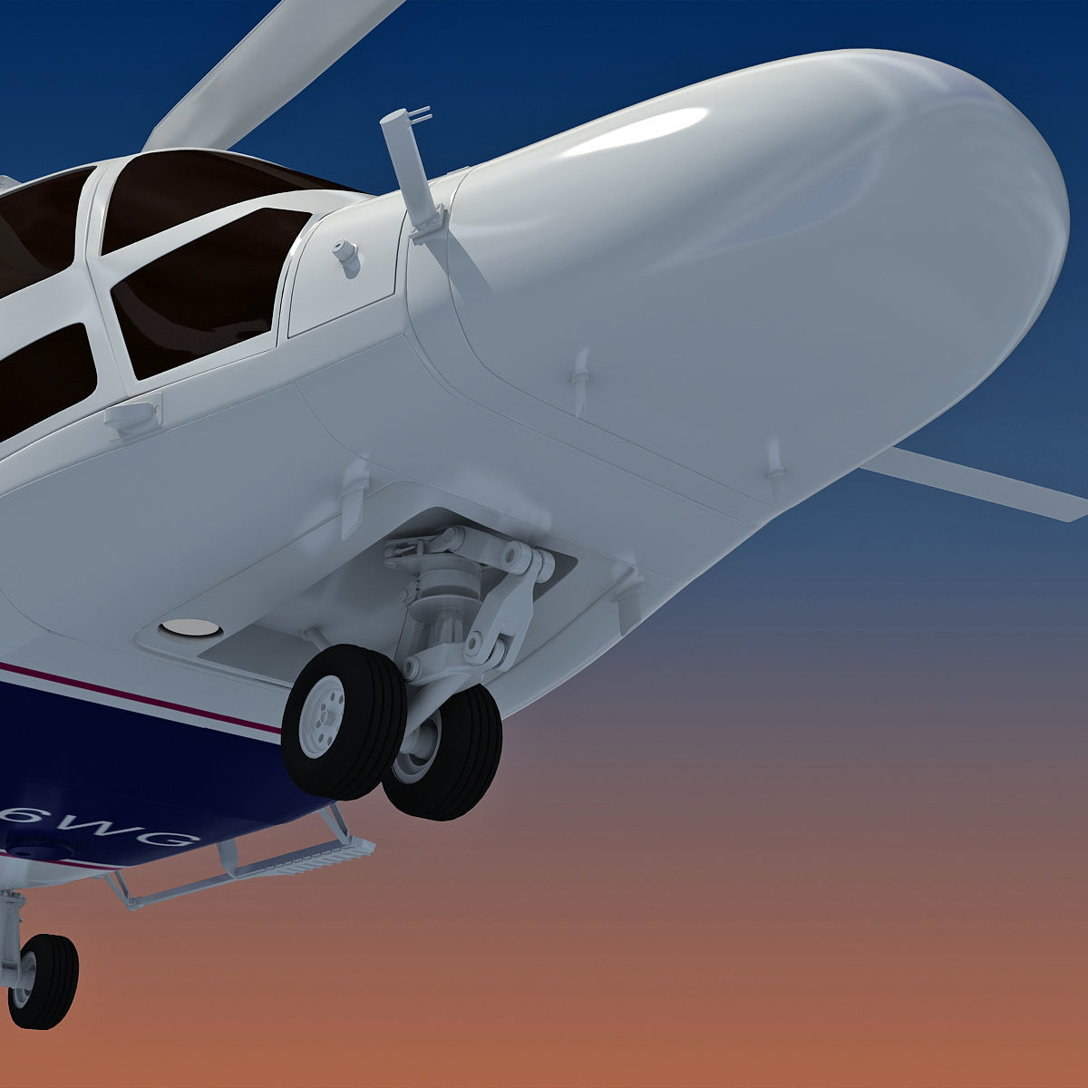 White Eurocopter EC155 3D Helicopter 3D model_10