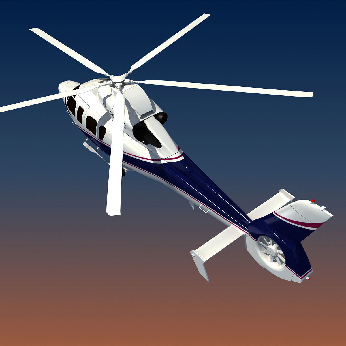 White Eurocopter EC155 3D Helicopter 3D model_5