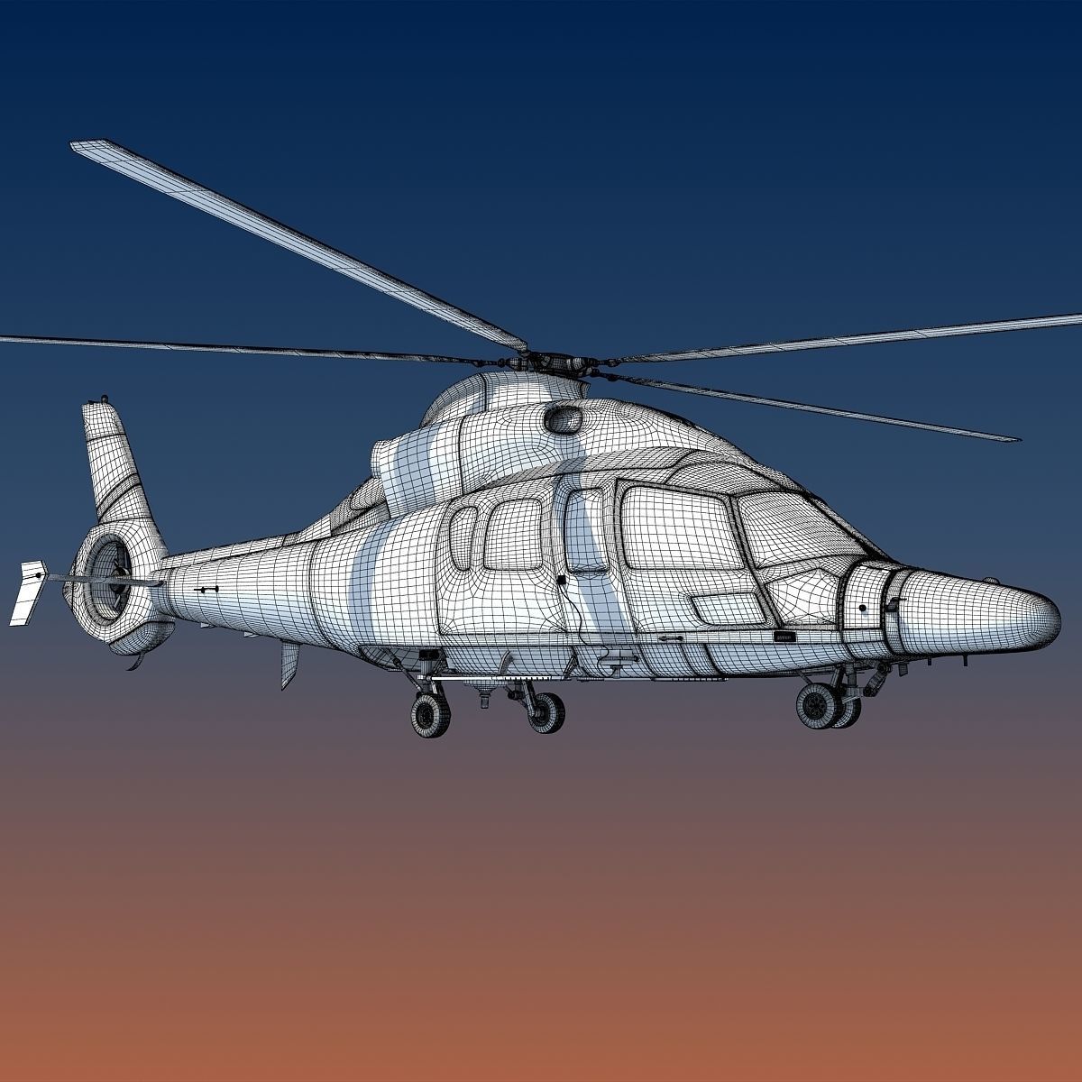 White Eurocopter EC155 3D Helicopter 3D model_16