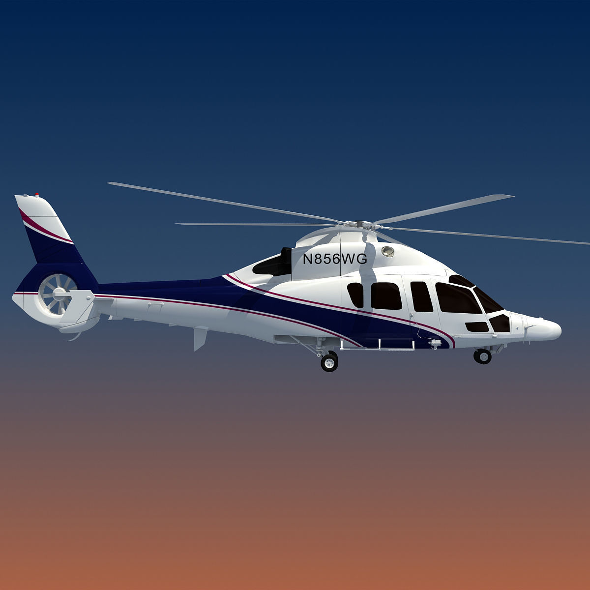 White Eurocopter EC155 3D Helicopter 3D model_3