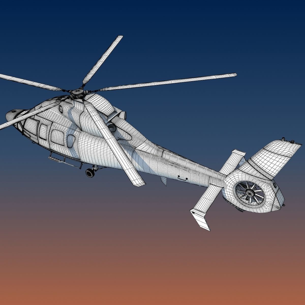 White Eurocopter EC155 3D Helicopter 3D model_17