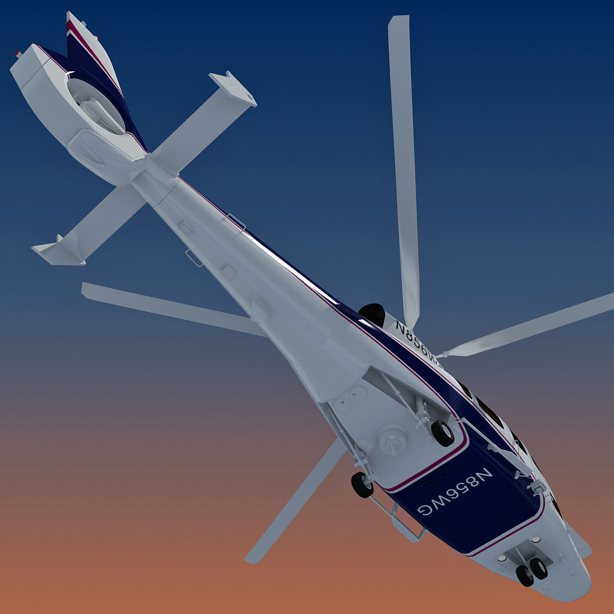 White Eurocopter EC155 3D Helicopter 3D model_8