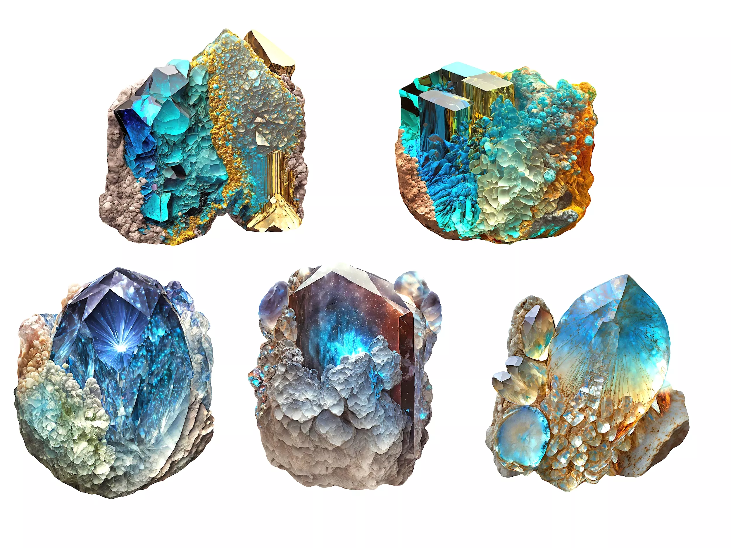 Magical Crystals Low-poly 3D model