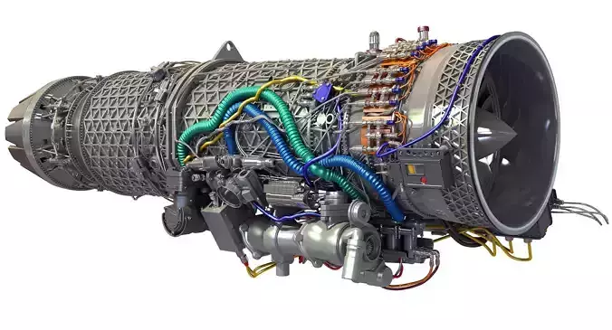 Eurojet EJ200 Military Turbofan Jet Engine 3D model