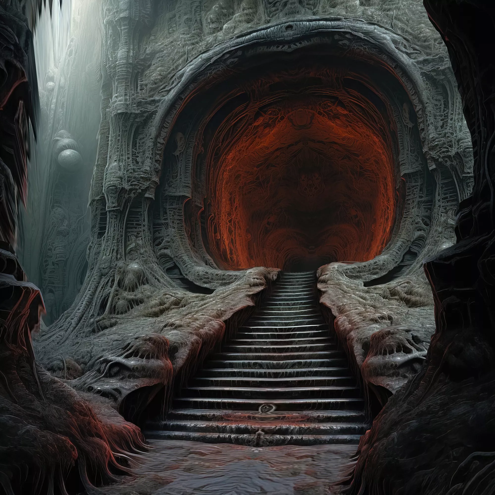 Alien mine tunnels Low-poly 3D model