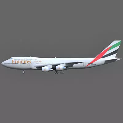  UAE 3D Boeing 747 with Texture of Emirates Airline 3D model_0