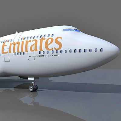  UAE 3D Boeing 747 with Texture of Emirates Airline 3D model_7