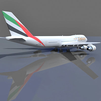  UAE 3D Boeing 747 with Texture of Emirates Airline 3D model_5