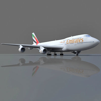  UAE 3D Boeing 747 with Texture of Emirates Airline 3D model_2