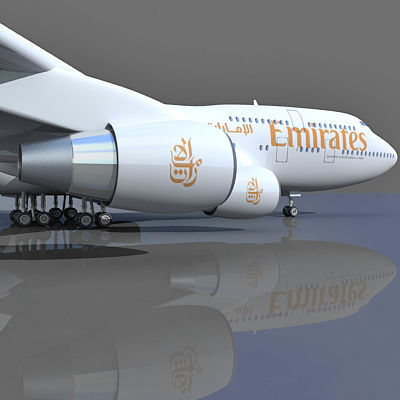 UAE 3D Boeing 747 with Texture of Emirates Airline 3D model_8