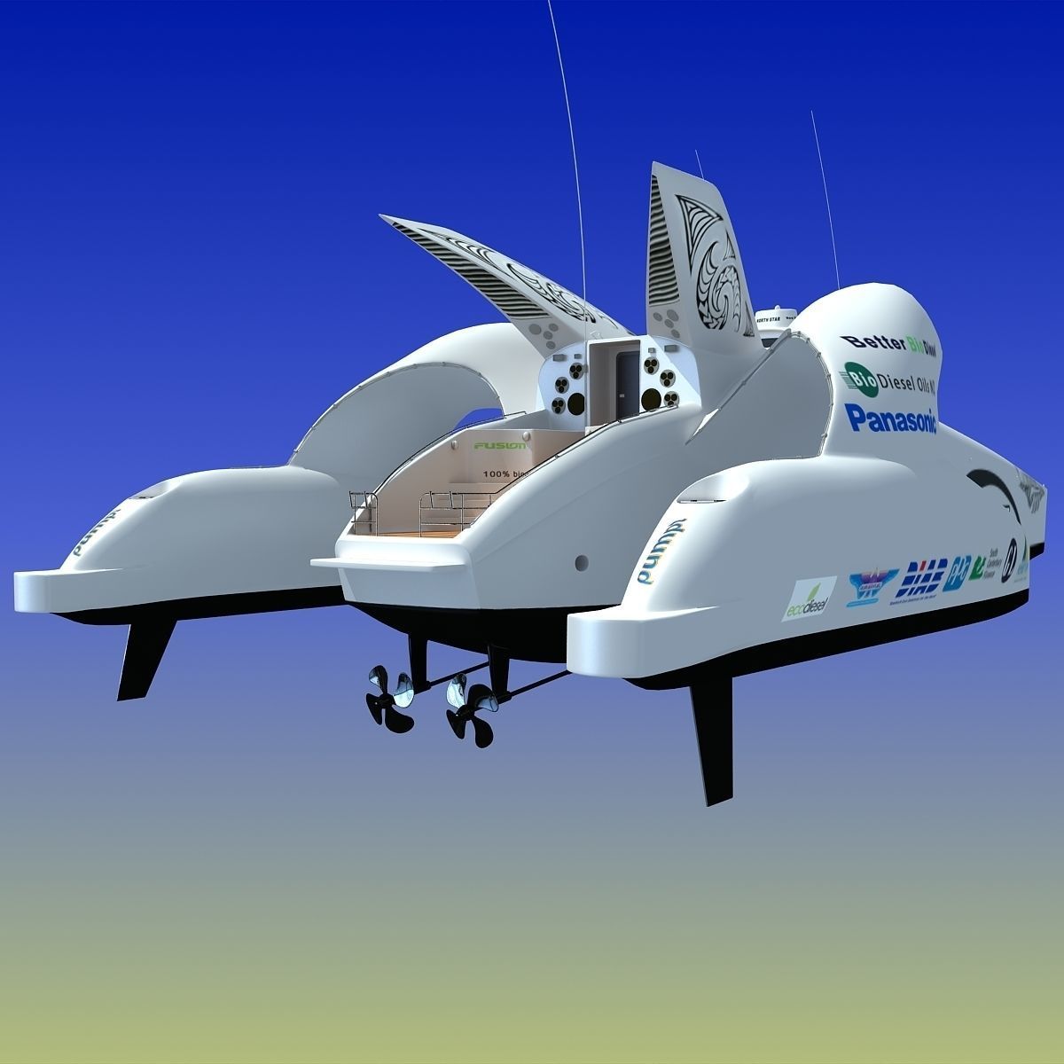 Earthrace White Boat 3D model_11