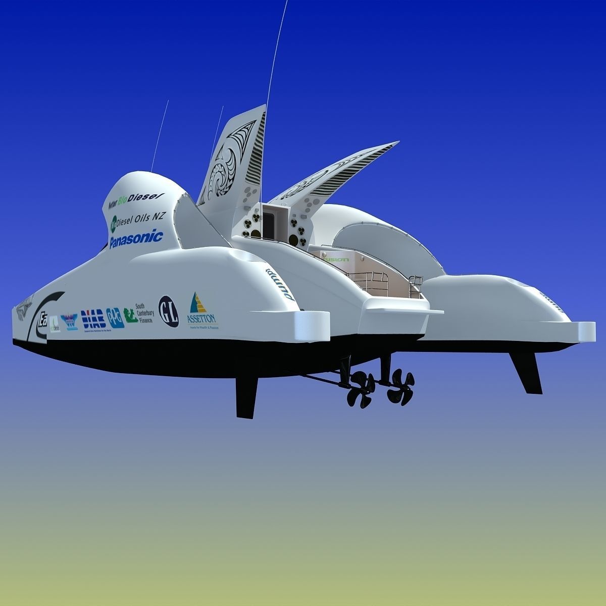 Earthrace White Boat 3D model_9