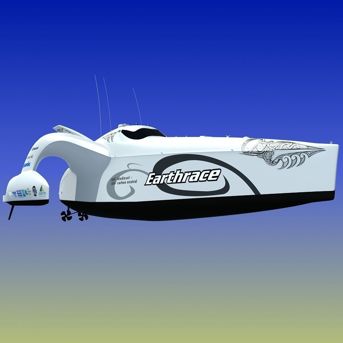 Earthrace White Boat 3D model_1