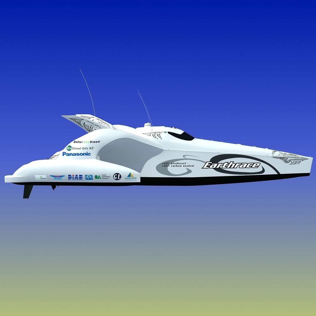 Earthrace White Boat 3D model_5