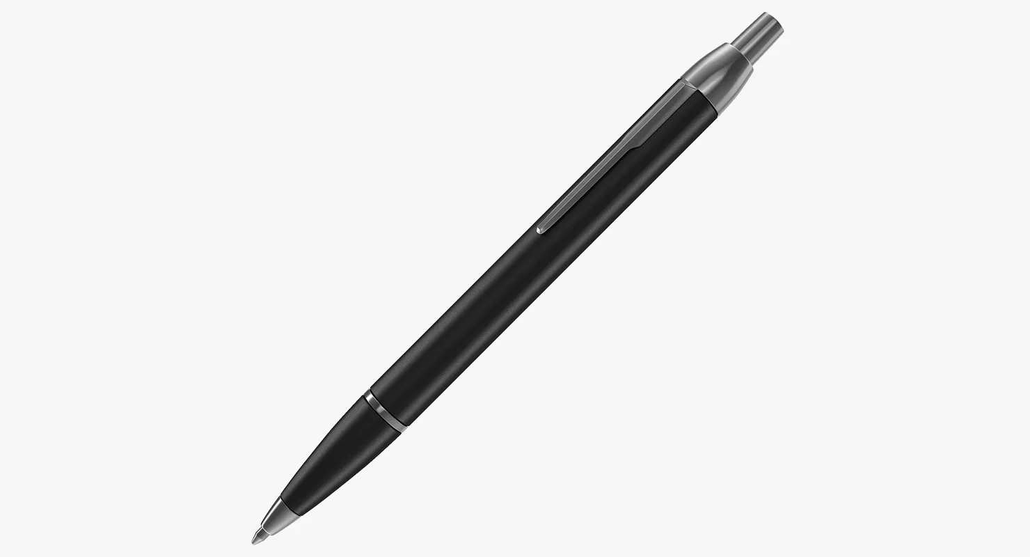 Black Steel Ballpoint Retractable Pen 3D model