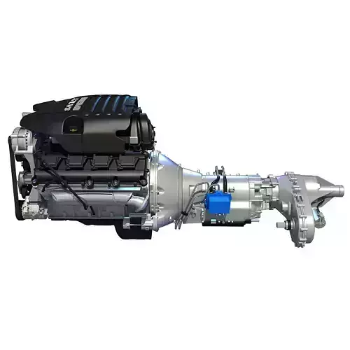 Black Cover Dodge Ram V8 Engine with Transmission 3D model