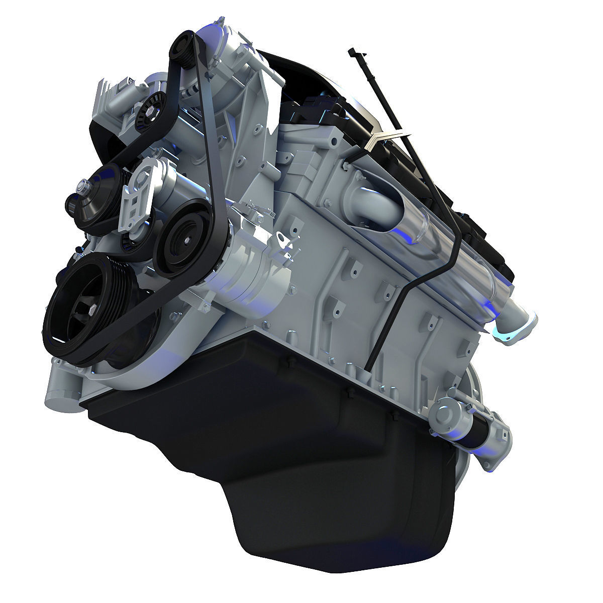 Black Cover Dodge Ram V8 Engine 3D model_8
