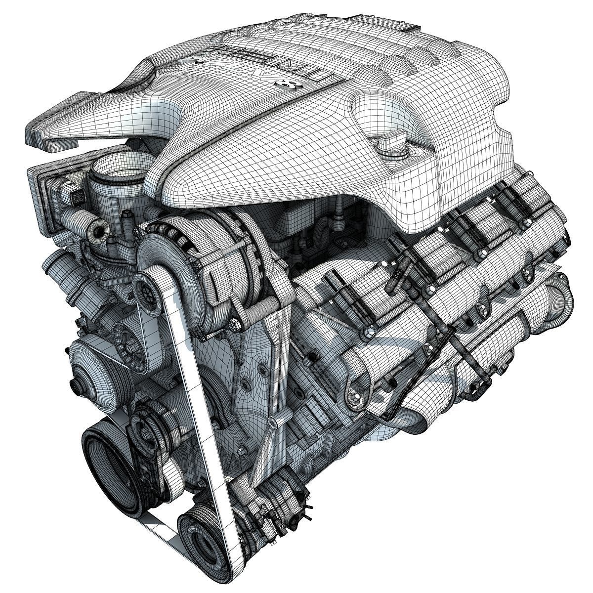 Black Cover Dodge Ram V8 Engine 3D model_17