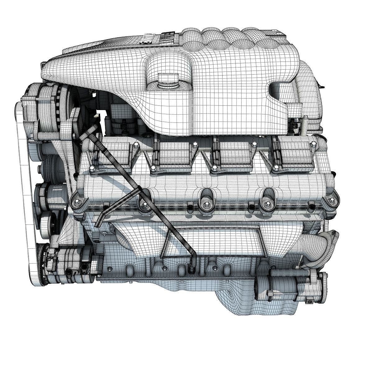 Black Cover Dodge Ram V8 Engine 3D model_16