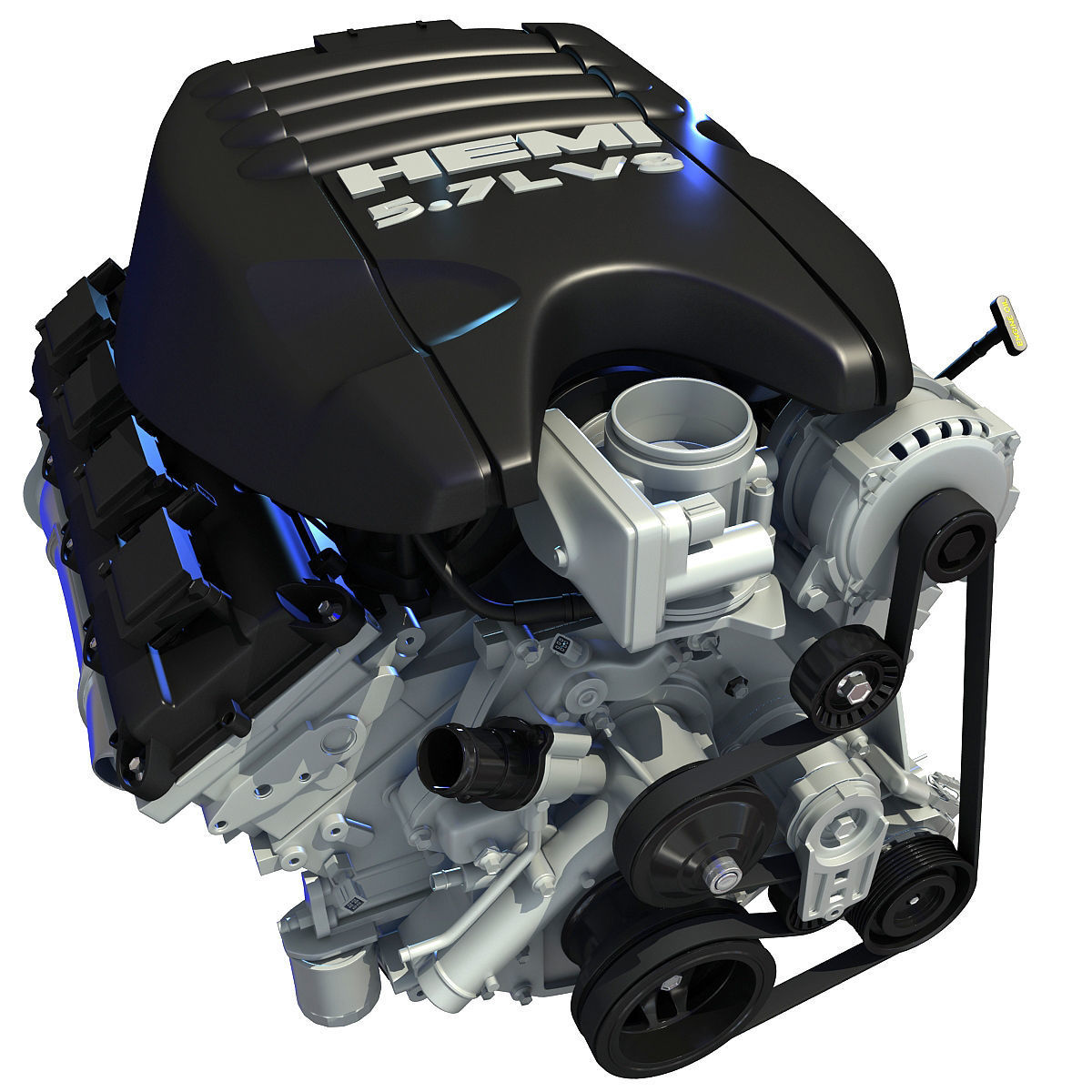 Black Cover Dodge Ram V8 Engine 3D model_3