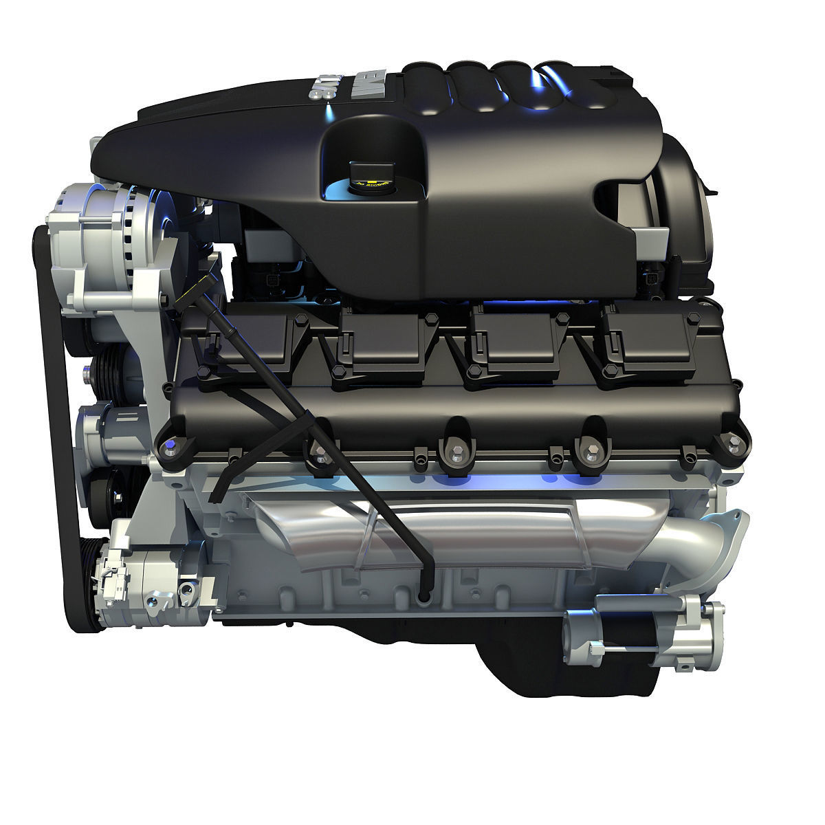 Black Cover Dodge Ram V8 Engine 3D model_6