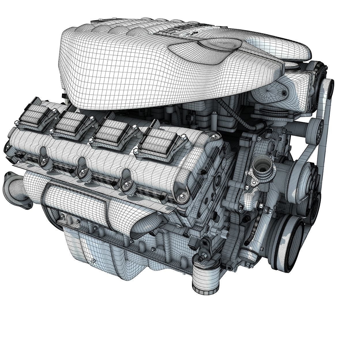 Black Cover Dodge Ram V8 Engine 3D model_12