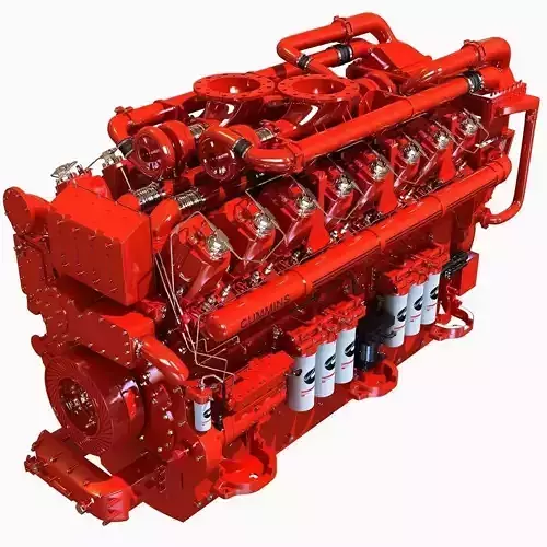 Red Diesel Engine 16 Cylinders 3D model