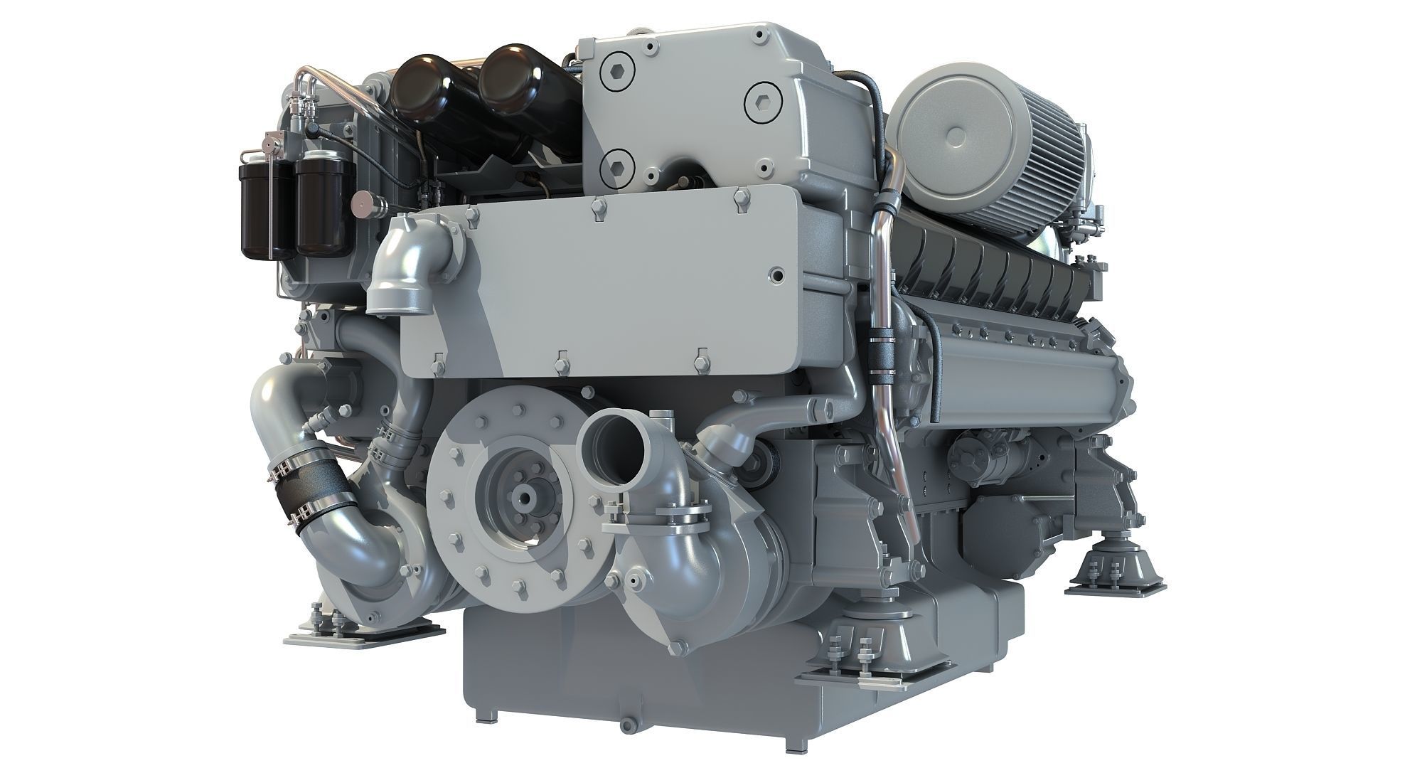 MTU Diesel Marine Engine 3D model_2