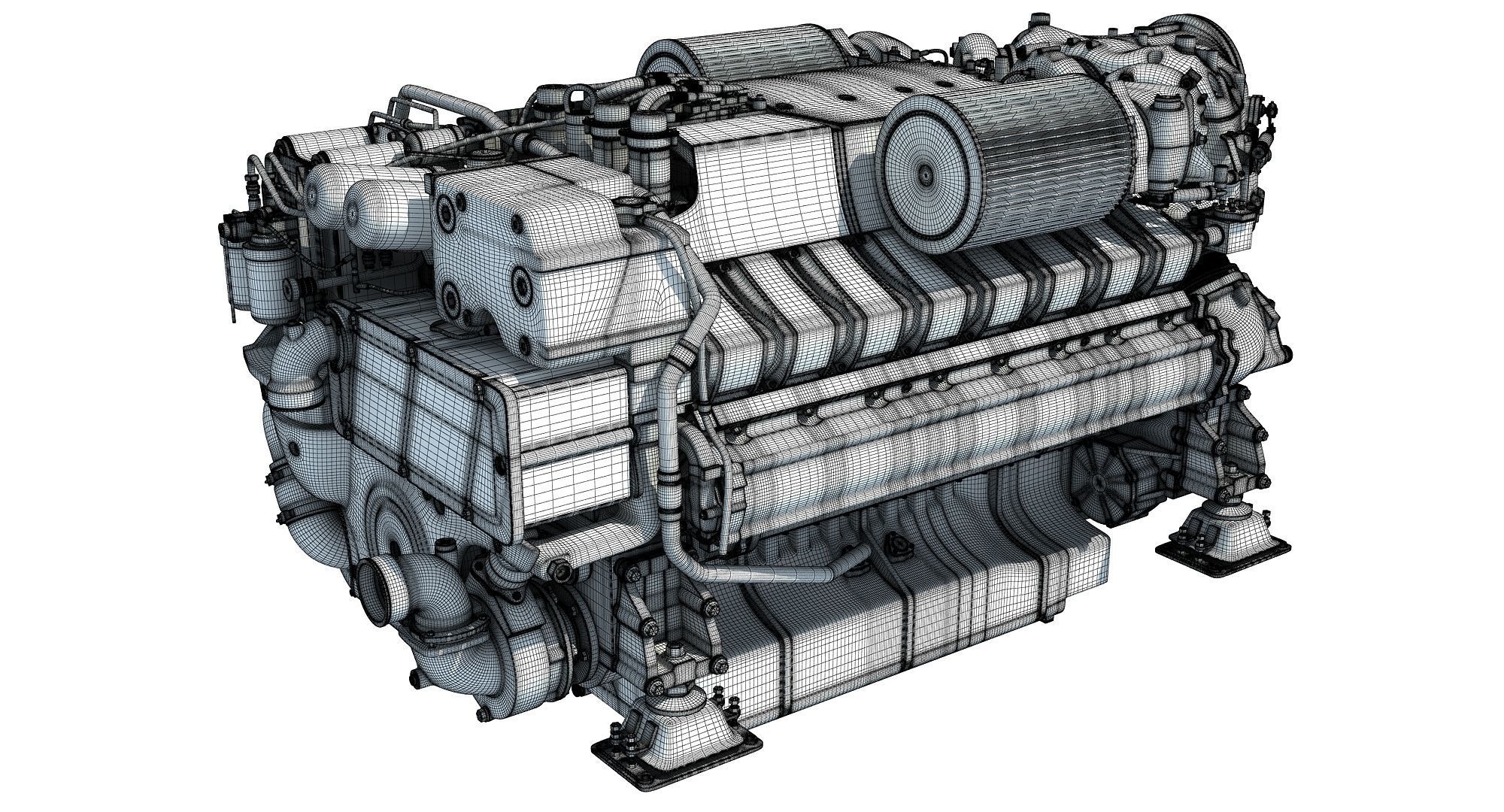 MTU Diesel Marine Engine 3D model_14