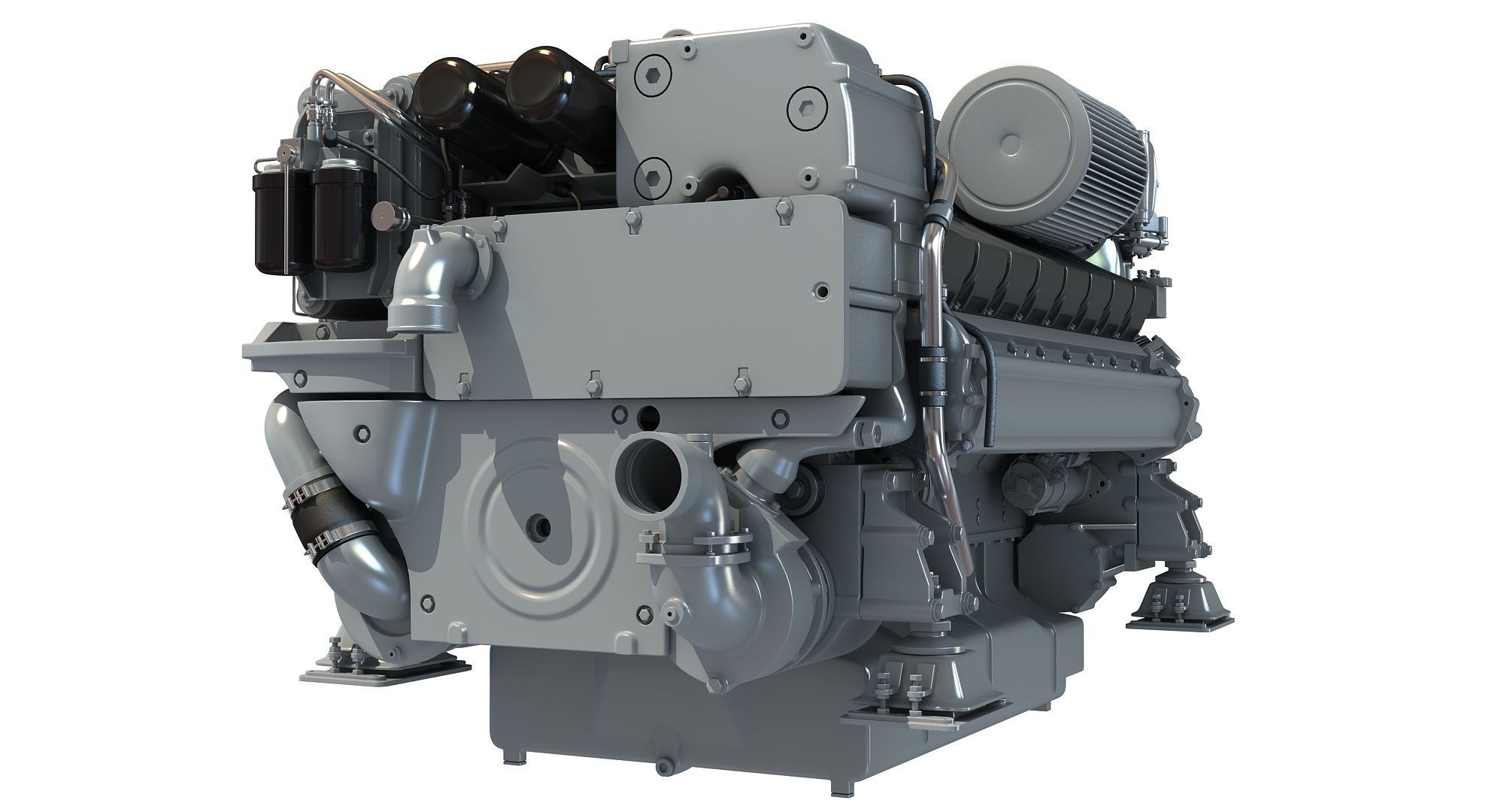 MTU Diesel Marine Engine 3D model_5