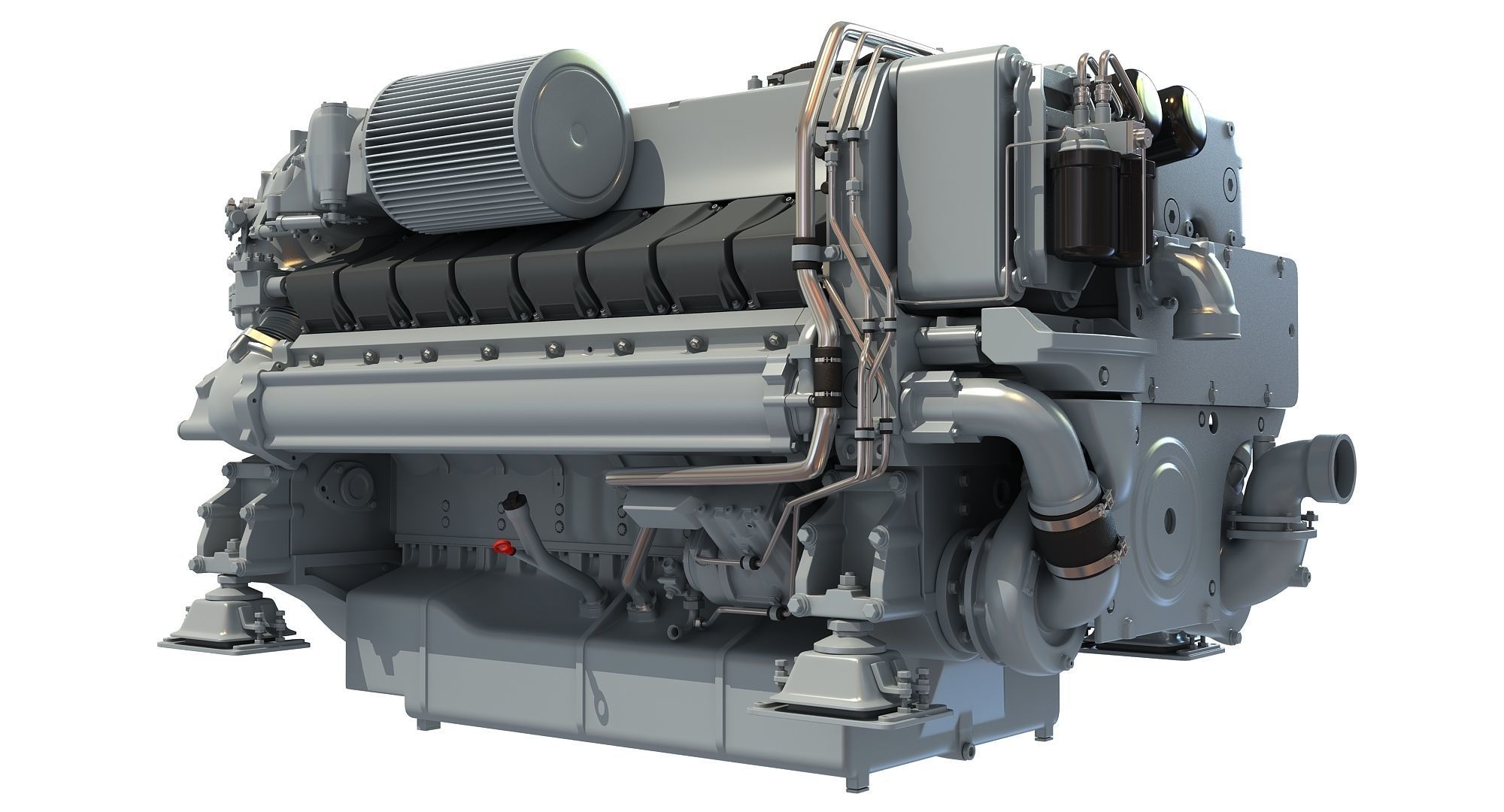 MTU Diesel Marine Engine 3D model_7