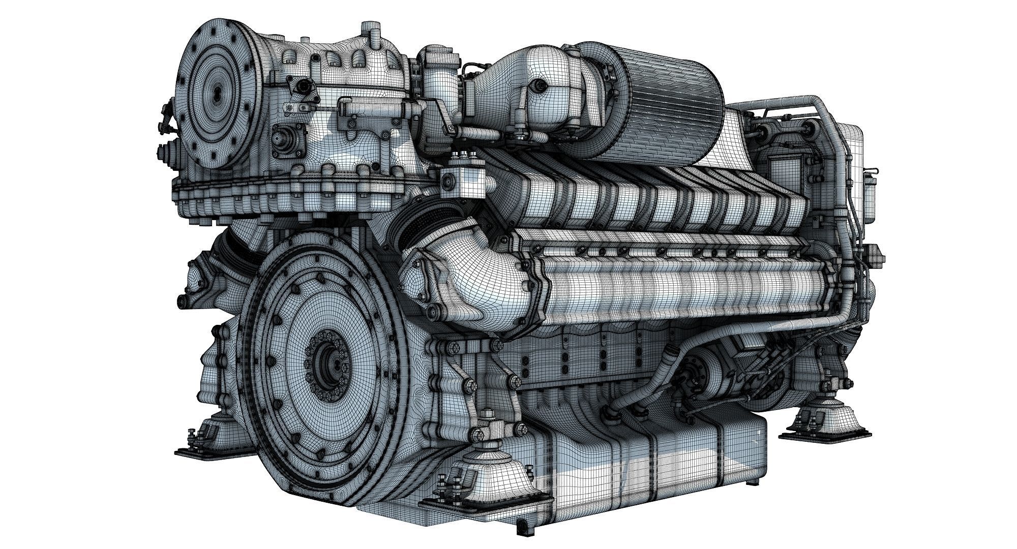 MTU Diesel Marine Engine 3D model_16
