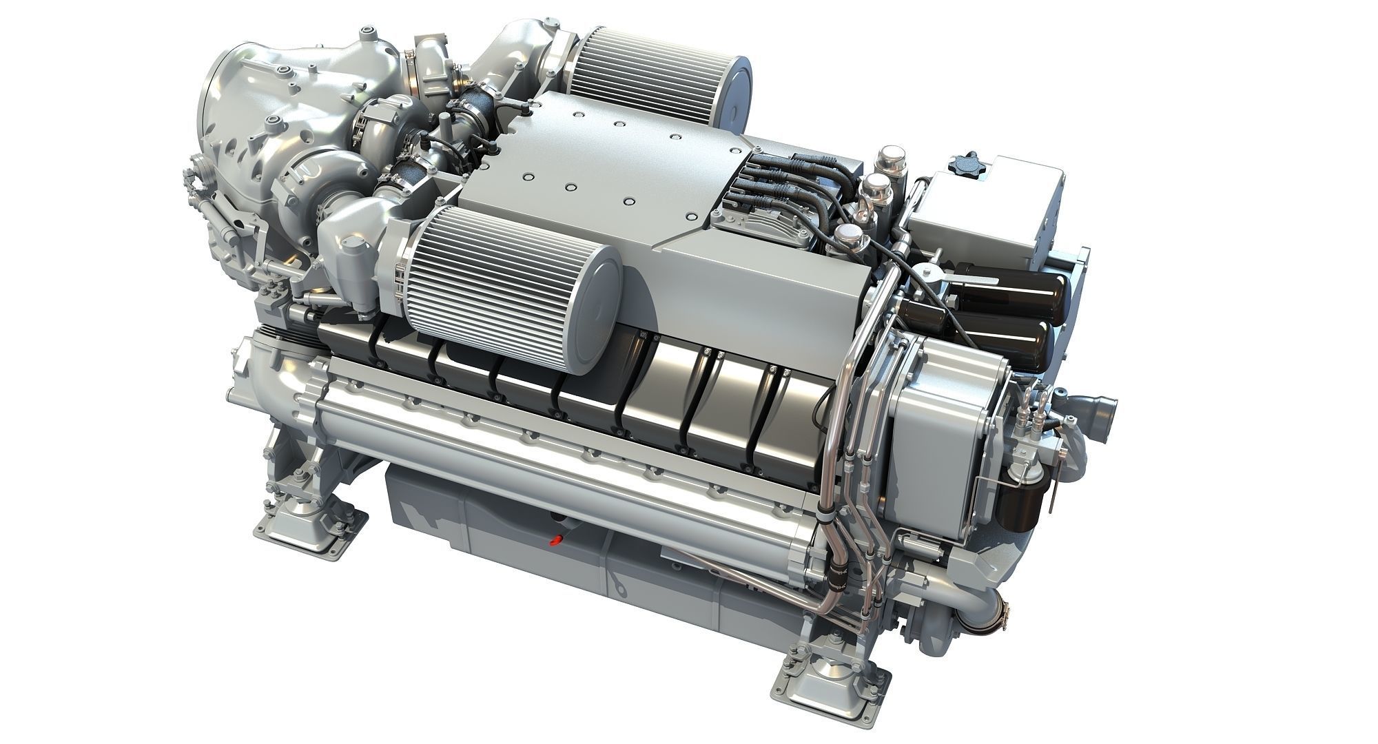 MTU Diesel Marine Engine 3D model_1
