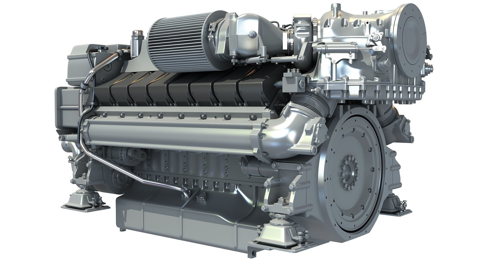 MTU Diesel Marine Engine 3D model_4