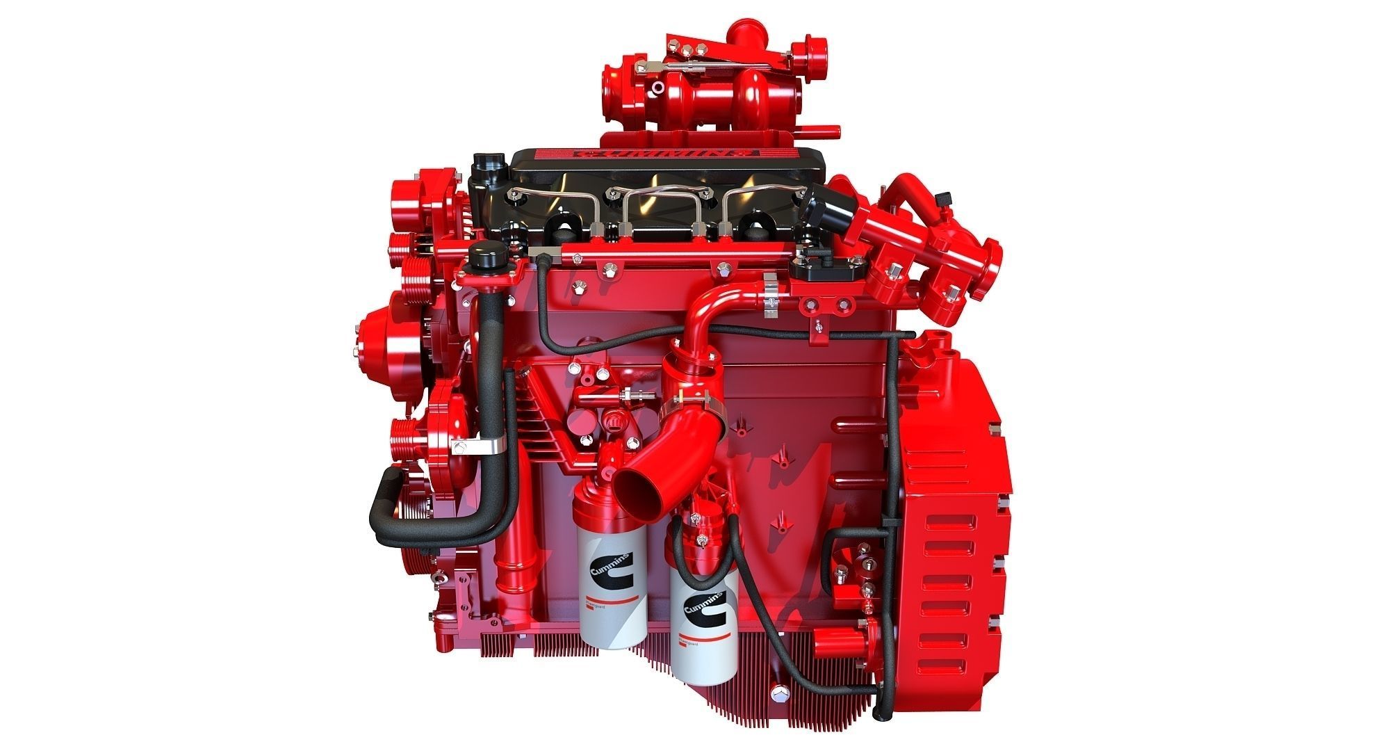 Red Cummins Engine 3D model_1
