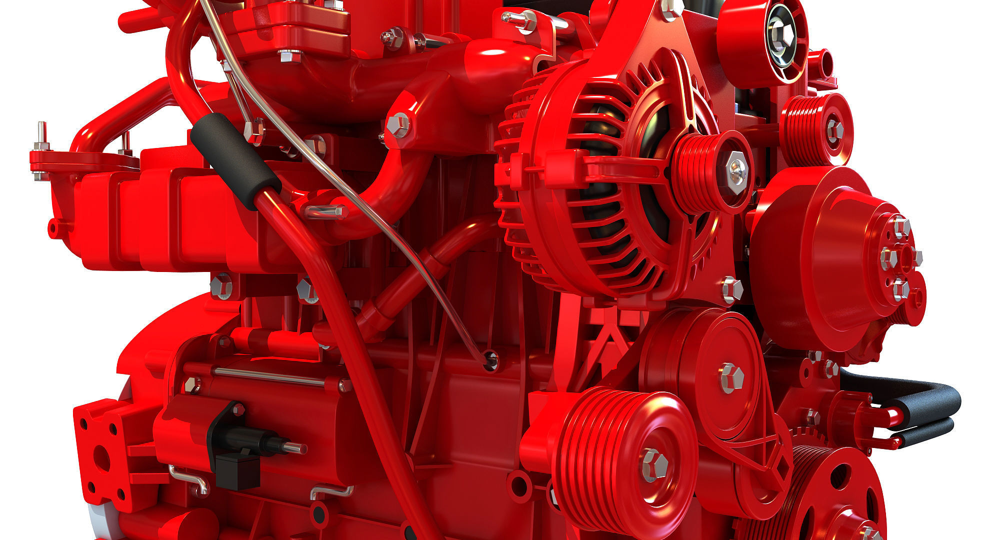 Red Cummins Engine 3D model_12