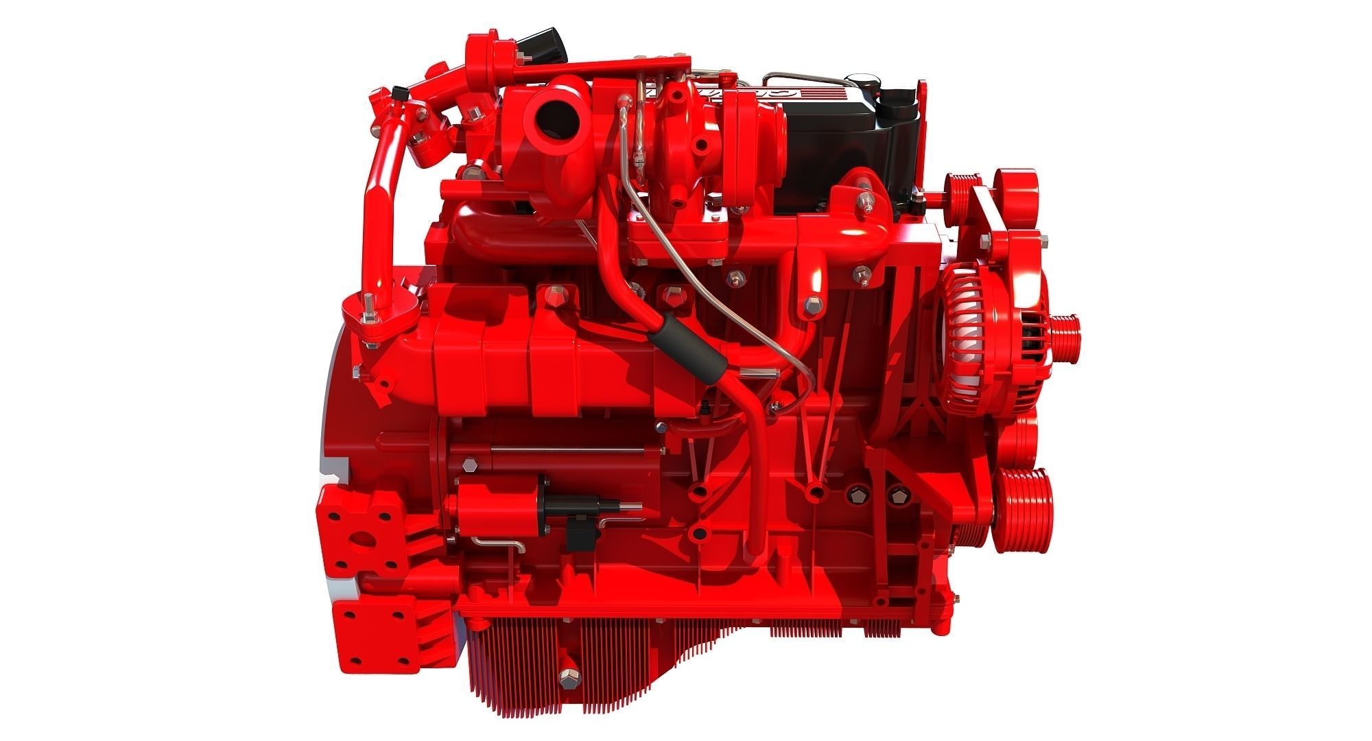 Red Cummins Engine 3D model_2